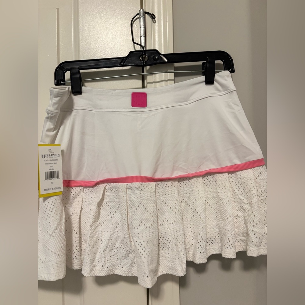 Eleven Venus Williams Devotion Skort Tennis Skirt White Hearts Pink Stripe M NWT - Picture 8 of 13